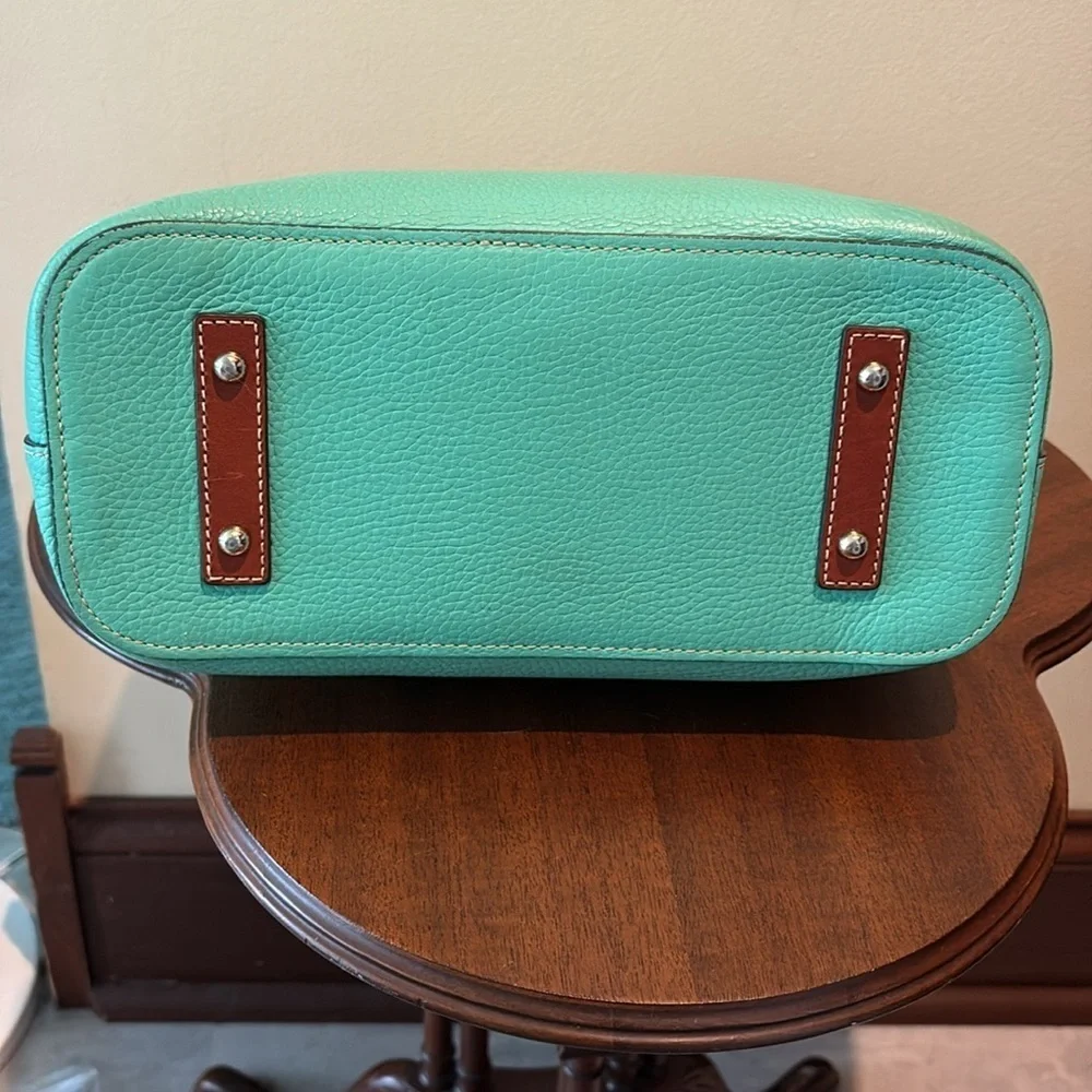 Dooney Bourke Bright mint satchel Crossbody /Shoulder bag Leather/brown trim